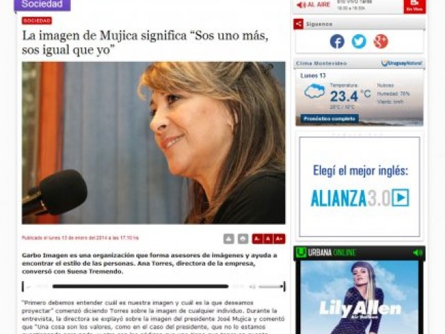 Ana Torres directora de Garbo Imagen - Entrevista Radio El Espectador - Enero 2014
